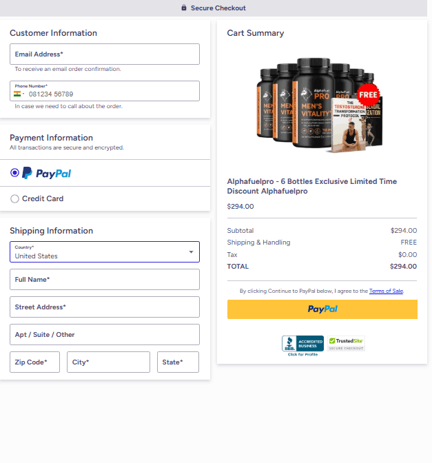alphafuel- pro-Secure-CheckoutPage